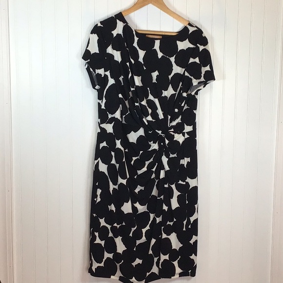 💖 Ellen Tracy | Black/White Twist Front Jersey Dress Size XL - Picture 3 of 12